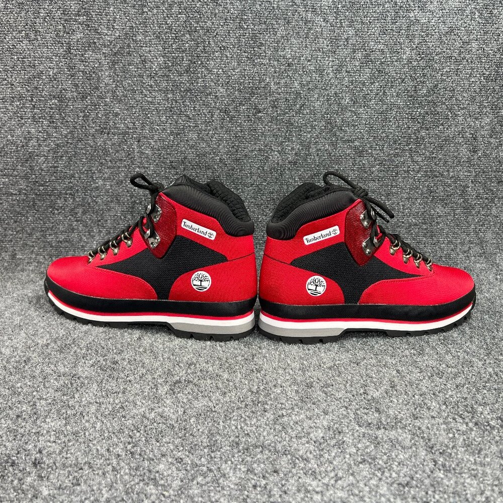 Timberland Euro Hiker Jacquard Boots Men's 9 Red Black Mid Lace Outdoor Hiking - Picture 7 of 12